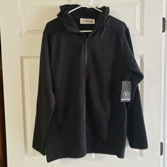 90 Degree by Reflex Men's Fleece Lined Full Zip Hoodie Black Size Large NWT - Picture 1 of 9